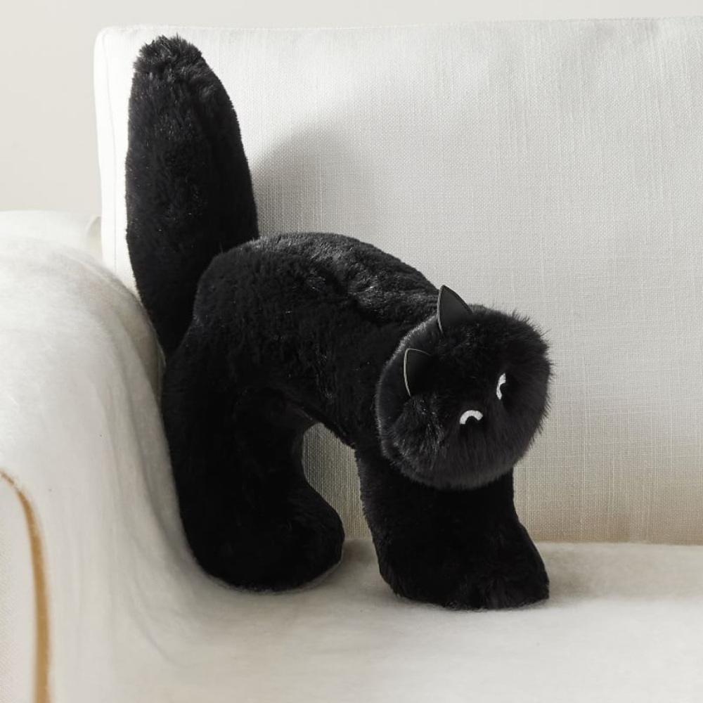 pottery barn black cat halloween pillow